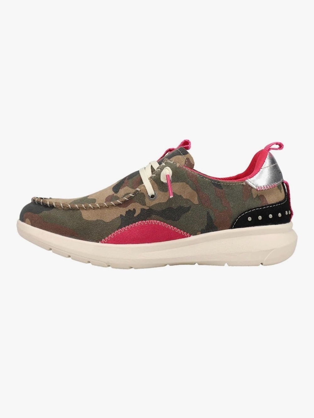 Ariat Women's HILO STUD shoe Camo Slip-On Sneakers with Pink and Silver Accents
